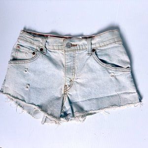 Levis Jean Short Shorts - light wash distressed 4 Small